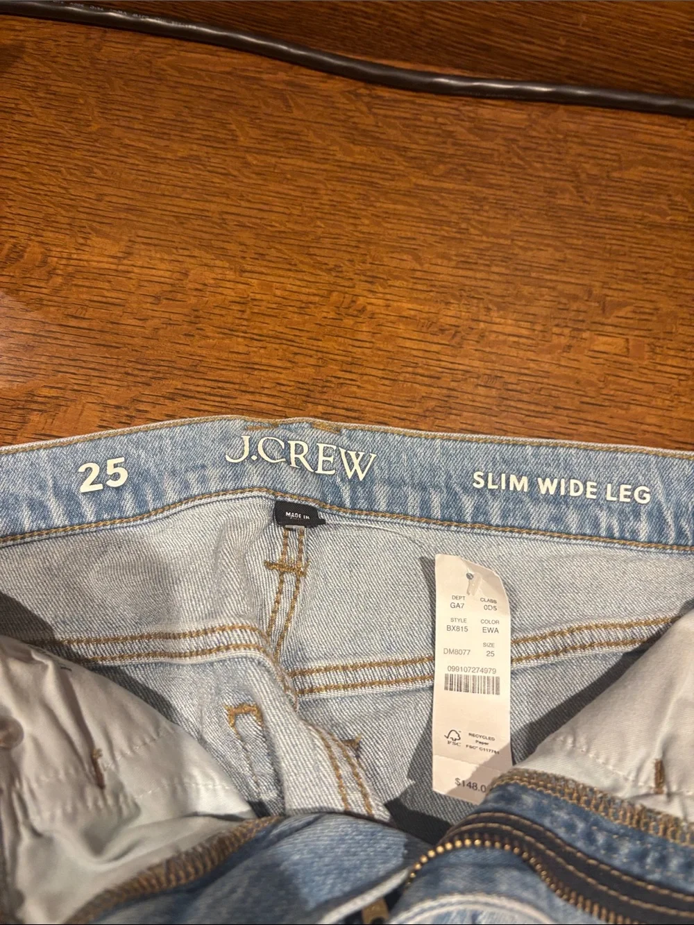 JCREW slim wide leg jeans